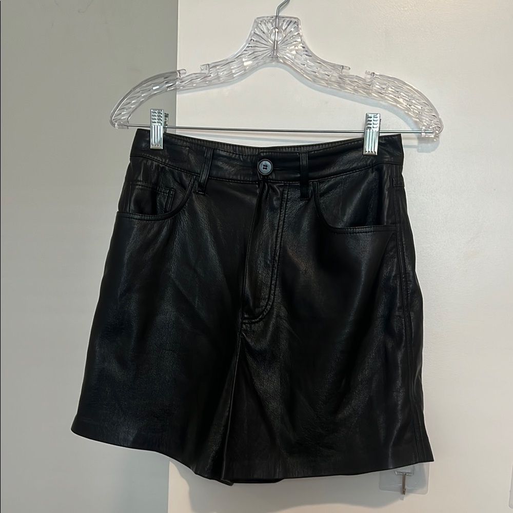 Nanushka Black High Waist Leather Shorts
